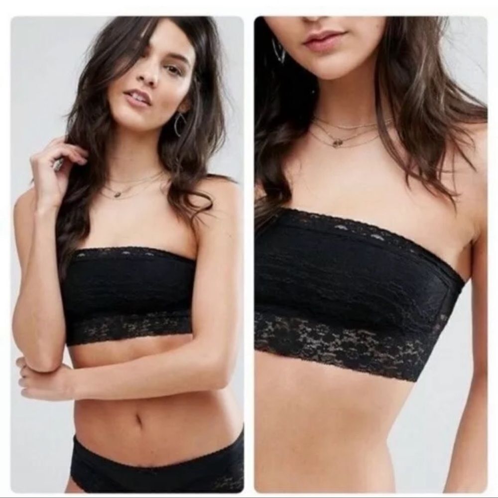 New Free People Bandeau Scallop Lace Top